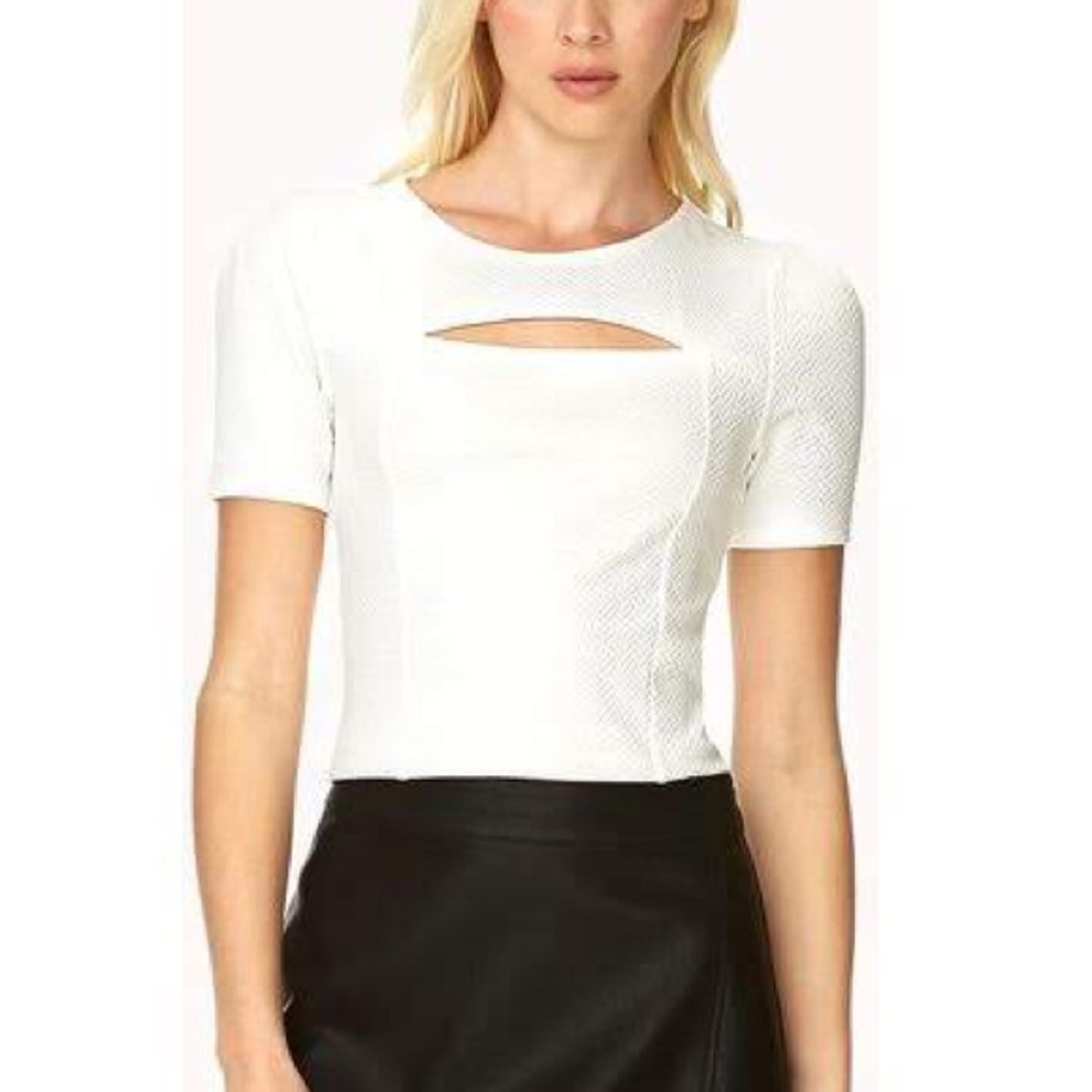 Forever 21 cut-out white crop top